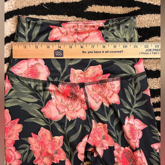 BEYOND YOGA Lux Floral High-Rise Full-Length Leggings Black Pink Women's Small - Picture 6 of 8